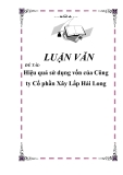 Hiệu quả sử dụng vốn của Công ty Cổ phần Xây Lắp Hải Long