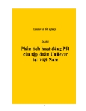 Đề tài: Phân tích hoạt động PR của tập đoàn Unilever tại Việt Nam