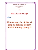 Chuyên đề tốt nghiệp :"Kế toán nguyên vật liệu và công cụ dụng cụ Công ty TNHH Trường Quang II”