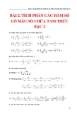 TÍCH PHÂN CÁC HÀM SỐ CÓ MẪU SỐ CHỨA TAM THỨC BẬC 2