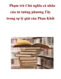 Phạm trù Chủ nghĩa cá nhân của tư tưởng phương Tây trong sự lý giải của Phan Khôi _1