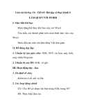 Giáo án tin học 10 - Tiết 43: Bài tập và thực hành 6 LÀM QUEN VỚI WORD I. Mục