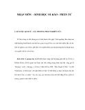 NHẬP MÔN - SINH HỌC TẾ BÀO - PHÂN TỬ 