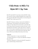 Chẩn Đoán và Điều Trị Bệnh HIV Cấp Tính 