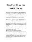 Tính Chất Hồi âm Của Một Số Loại Mô 