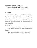 Giáo án đại số lớp 8 - Tiết 46 & 47 PHƯƠNG TRÌNH CHỨA ẨN Ở MẪU