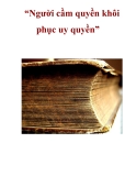 “Người cầm quyền khôi phục uy quyền”  