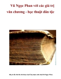 Vũ Ngọc Phan với các giá trị văn chương - học thuật dân tộc 