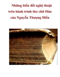 Những biến đổi nghệ thuật trên hành trình thơ chữ Hán của Nguyễn Thượng Hiền 