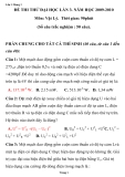  ĐỀ THI THỬ ĐẠI HỌC  MÔN VẬT LÝ LẦN 3 NĂM HỌC 2009-2010