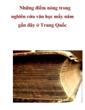 Những điểm nóng trong nghiên cứu văn học mấy năm gần đây ở Trung Quốc  .