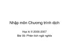Nhập môn Chương trình dịch - Bài 9