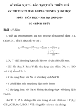 KỲ THI TUYỂN SINH LỚP 10 CHUYÊN QUỐC HỌC HUẾ MÔN HÓA HỌC SỞ GIÁO DỤC VÀ ĐÀO TẠO THỪA THIÊN HUẾ 
