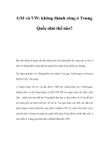 GM và VW: không thành công ở Trung Quốc như thế nào? 