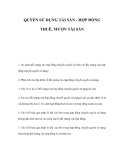 QUYỀN SỬ DỤNG TÀI SẢN - HỢP ĐỒNG THUÊ, MƯỢN TÀI SẢN 