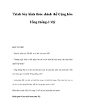 Trình bày hình thức chính thể Cộng hòa Tổng thống ở Mỹ 