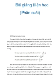 Bài giảng Điện học (Phần cuối)  