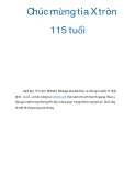 Chúc mừng tia X tròn 115 tuổi 