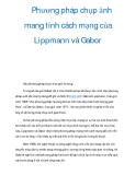 Phương pháp chụp ảnh mang tính cách mạng của Lippmann và Gabor  