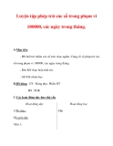 Giáo án môn Toán lớp 3 :Tên bài dạy : Luyện tập phép trừ các số trong phạm vi 100000, các ngày trong tháng.