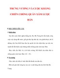Giáo án Lịch sử lớp 6 : Tên bài dạy : TRƯNG VƯƠNG VÀ CUỘC KHÁNG CHIẾN CHỐNG QUÂN XÂM LƯỢC HÁN