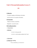Giáo án Anh văn lớp 7 : Tên bài dạy : Unit 2: Personal information Lesson 3: A5.