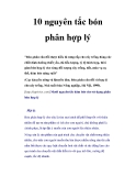 10 nguyên tắc bón phân hợp lý cho cây trồng