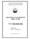 Đề tài: Thực trạng tình hình xuất nhập khẩu của Việt Nam năm 2009. Các biện pháp mà chính phủ đã thực hiện để cải thiện tình hình xuất nhập khẩu của Viêt Nam