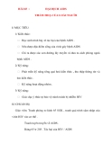 Giáo án Sinh Học lớp 8: BÀI 65 :ĐẠI DỊCH AIDS THẢM HOẠ CỦA LOÀI NGƯỜII/ MỤC TIÊU: 1/ Kiến thức: