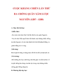Giáo án Lịch sử lớp 7 : Tên bài dạy : CUỘC KHÁNG CHIẾN LẦN THỨ BA CHỐNG QUÂN XÂM LƯỢC NGUYÊN (1287 - 1288) 