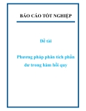 Đề tài: Phương pháp phân tích phần dư trong hàm hồi quy