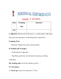 Giáo án Tiếng Anh lớp 11: UNIT 2: PERSONAL EXPERIENCES-SPEAKING