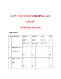 Giáo án Toán 12 ban cơ bản : Tên bài dạy : KIỂM TRA 1 TIẾT CHƯƠNG HÀM SỐ MŨ HÀM SỐ LOGARIT 