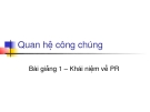 HUA Quan hệ công chúng: Bài giảng 1.  Khái niệm về PR 