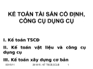 KẾ TOÁN TÀI SẢN CỐ ĐỊNH, CÔNG CỤ DỤNG CỤ 