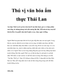 Thú vị văn hóa ẩm thực Thái Lan