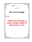 Báo cáo tốt nghiệp: Nghiên cứu ứng dụng vi khuẩn Bacillus subtilis để khử protein vỏ tôm