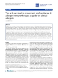 Báo cáo y học: "The anti-vaccination movement and resistance to allergen-immunotherapy: a guide for clinical allergists"