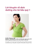 Lời khuyên về dinh dưỡng cho bà bầu quý 1  