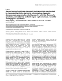 Báo cáo y học: "Serum levels of cartilage oligomeric matrix protein are elevated in rheumatoid arthritis, but not in inflammatory rheumatic diseases such as psoriatic arthritis, reactive arthritis, Raynaud’s syndrome, scleroderma, systemic lupus erythematosus, vasculitis and Sjögren’s syndrome"