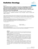 Báo cáo khoa học: "  Clinical-dosimetric analysis of measures of dysphagia including gastrostomy-tube dependence among head and neck cancer patients treated definitively by intensity-modulated radiotherapy with concurrent chemotherapy"