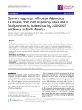 Báo cáo y học: "  Genome sequences of Human Adenovirus 14 isolates from mild respiratory cases and a fatal pneumonia, isolated during 2006-2007 epidemics in North America"