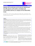 Báo cáo y học: "Weekly self-monitoring and treatment adjustment benefit patients with partly controlled and uncontrolled asthma: an analysis of the SMASHING study"