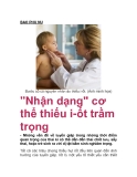 "Nhận dạng" cơ thể thiếu i-ốt trầm trọng