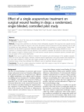 Báo cáo khoa học: "Effect of a single acupuncture treatment on surgical wound healing in dogs: a randomized, single blinded, controlled pilot study"