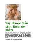 Suy nhược thần kinh: Bệnh dễ nhầm