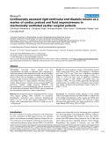 Báo cáo khoa học: "Continuously assessed right ventricular end-diastolic volume as a marker of cardiac preload and fluid responsiveness in mechanically ventilated cardiac surgical patients"