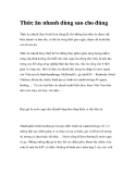 Thức ăn nhanh dùng sao cho đúng