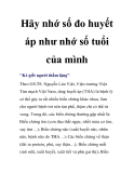 Hãy nhớ số đo huyết áp như nhớ số tuổi của mình