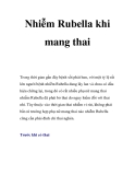 Nhiễm Rubella khi mang thai